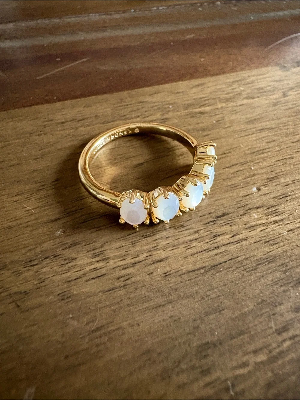 Kendra Scott Cailin Gold Crystal Band Ring in Ivory Mother of Pearl
